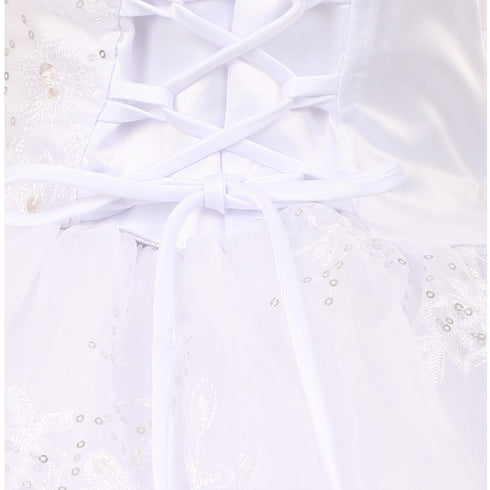 Rainkids Little Girls White  Rhinestone Virgin Mary Embroidery Baptism Dress 2-6 - SophiasStyle.com